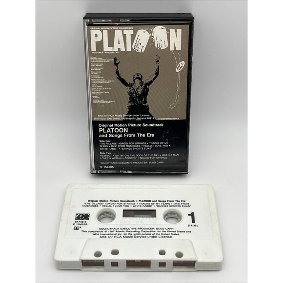 ATLANTIC CASSETTE Platoon 1986 FILM SOUNDTRACK Doors Aretha Franklin 81742-4 - Picture 2 of 3